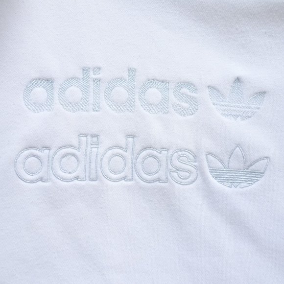 Adidas Pullover White Crop Sweatshirt Large Oversize with split sleeve. - Picture 2 of 11